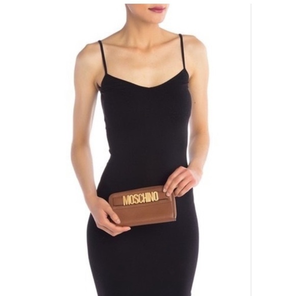 NEW MOSCHINO Brown logo Leather Zip Around Wallet - Picture 5 of 9